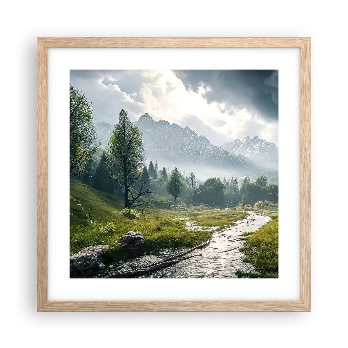Poster in einem Rahmen aus heller Eiche - Hin und zurück - 40x40 cm