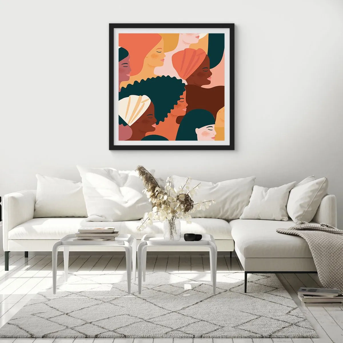Poster in einem schwarzem Rahmen - Nur Weiblichkeit - 50x50 cm