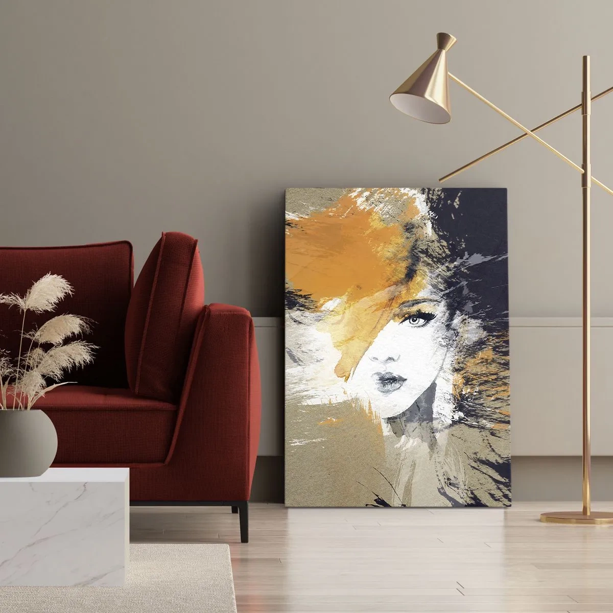 Bild auf Leinwand - Leinwandbild - Abstraktes Frauenporträt mit intensiven Farben - 50x70cm - Und es ist Licht - Moderne Wanddekoration für Wohnzimmer und Schlafzimmer ARTTOR