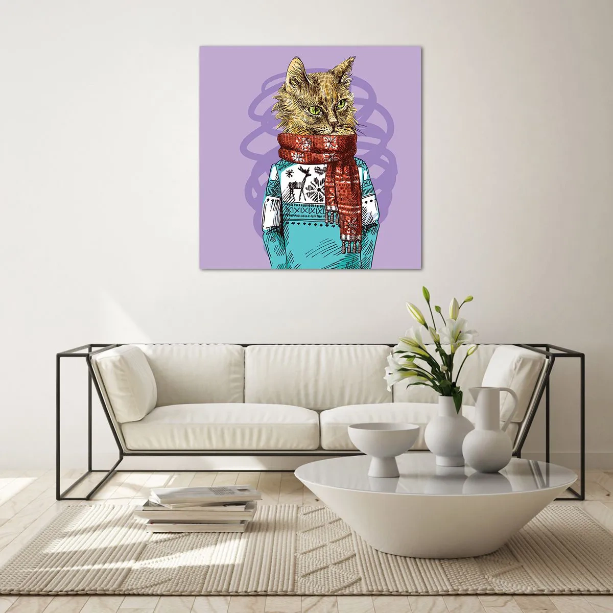 Glasbild - Bild auf glas - Die Katze nicht nur in Schuhen - 30x30 cm