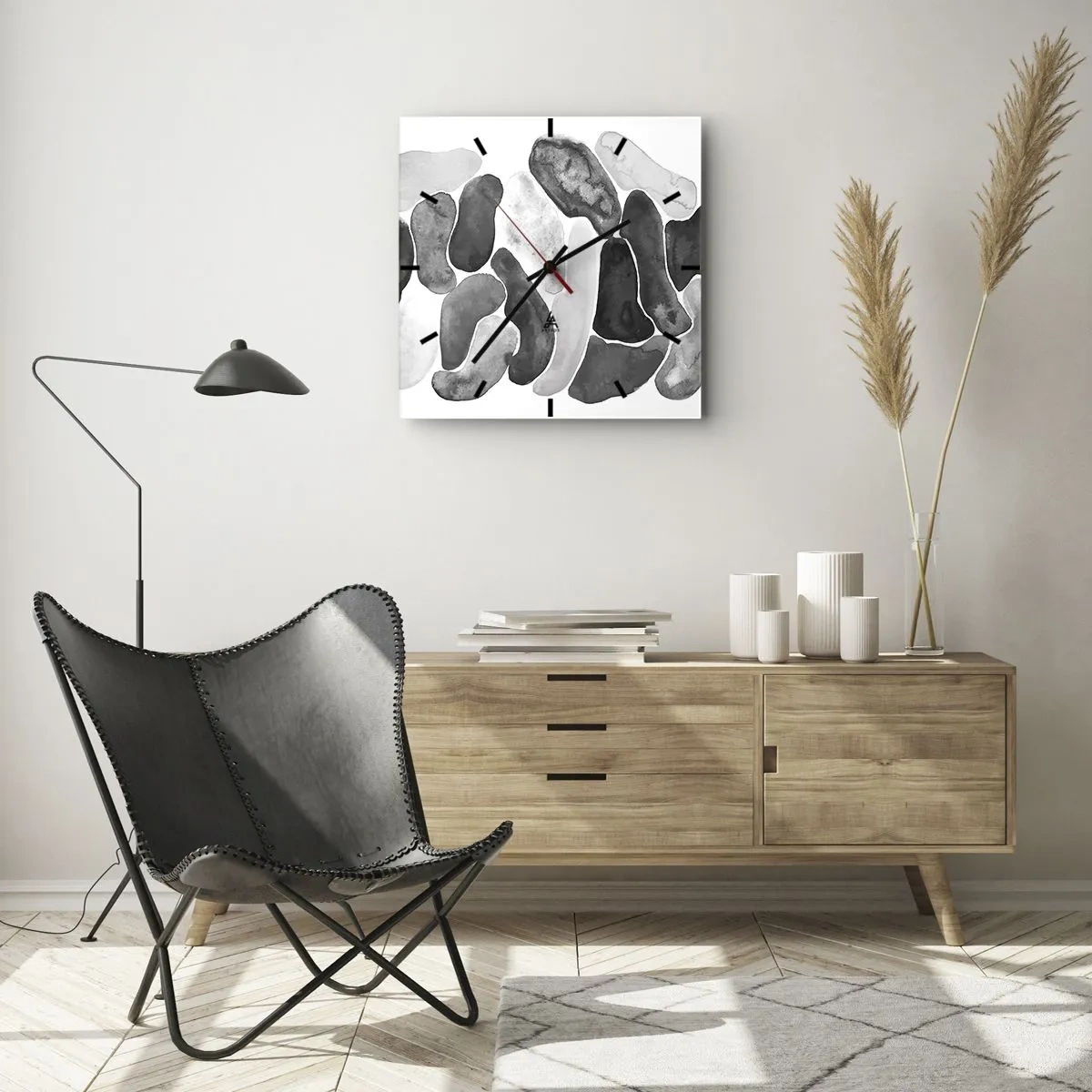 Wanduhr - Glasuhr - Felsige Abstraktion - 40x40 cm