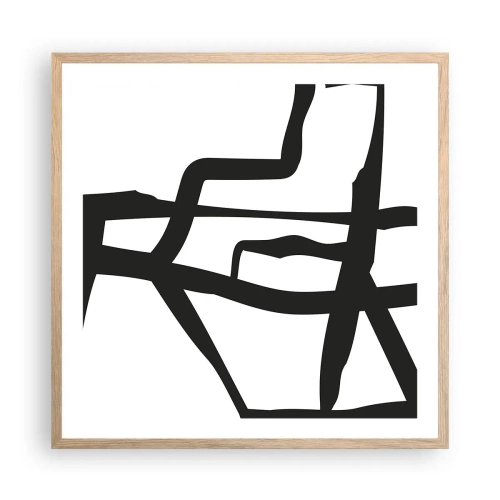Poster in einem Rahmen aus heller Eiche - Schwarz-Weiß-Design - 60x60 cm