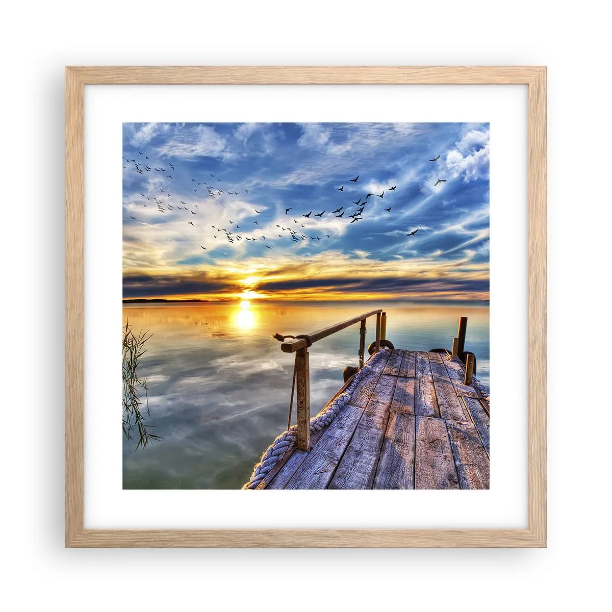 Poster in einem Rahmen aus heller Eiche - Der Wind geht zur Ruhe - 40x40 cm