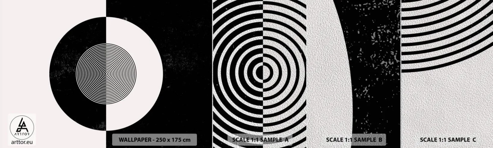 Fototapeten Muster Premium Sand - Harmonie in Schwarz und Weiß - Abstraktion, Stück, Schwarz und weiß - 100x30 cm