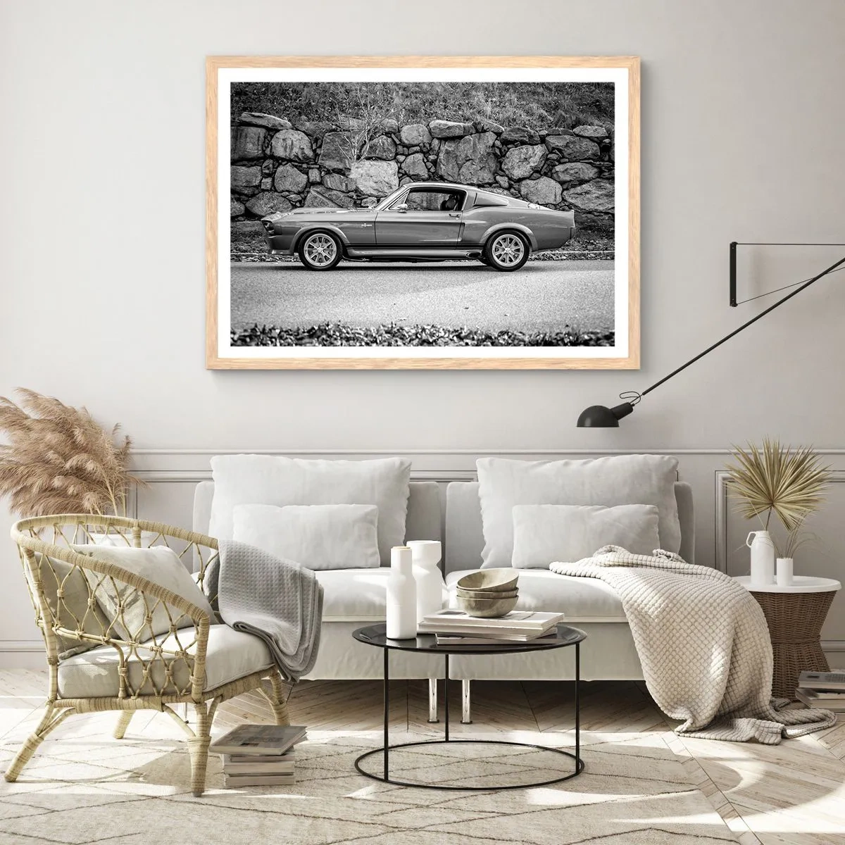 Poster in einem Rahmen aus heller Eiche - Die Legende der 1960er - 100x70 cm