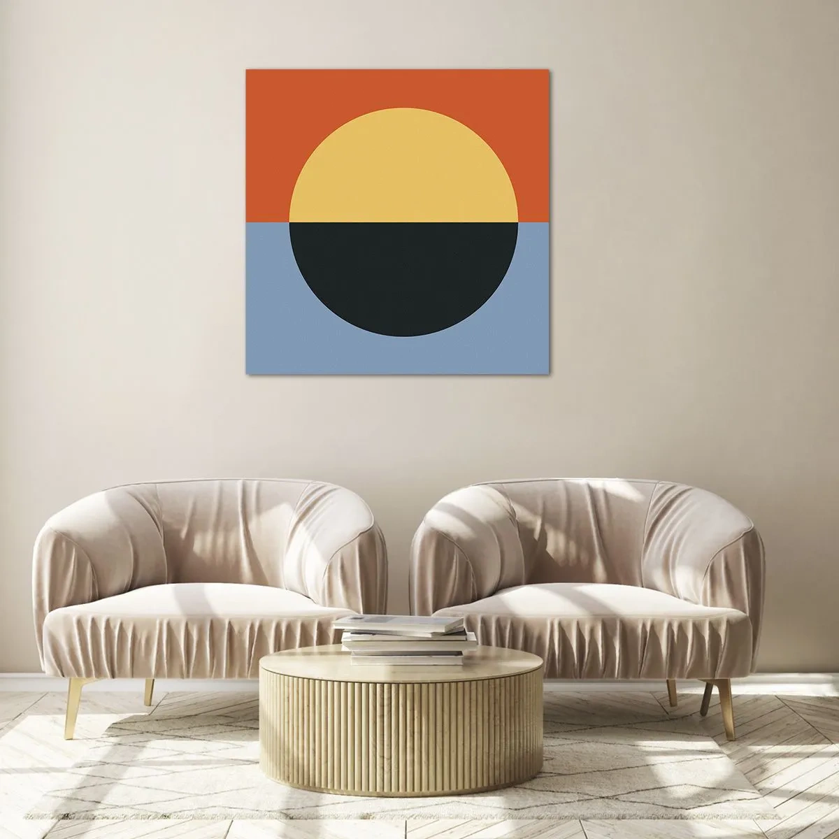 Glasbild - Bild auf glas - Eine Komposition aus Wärme und Kühle - 50x50 cm