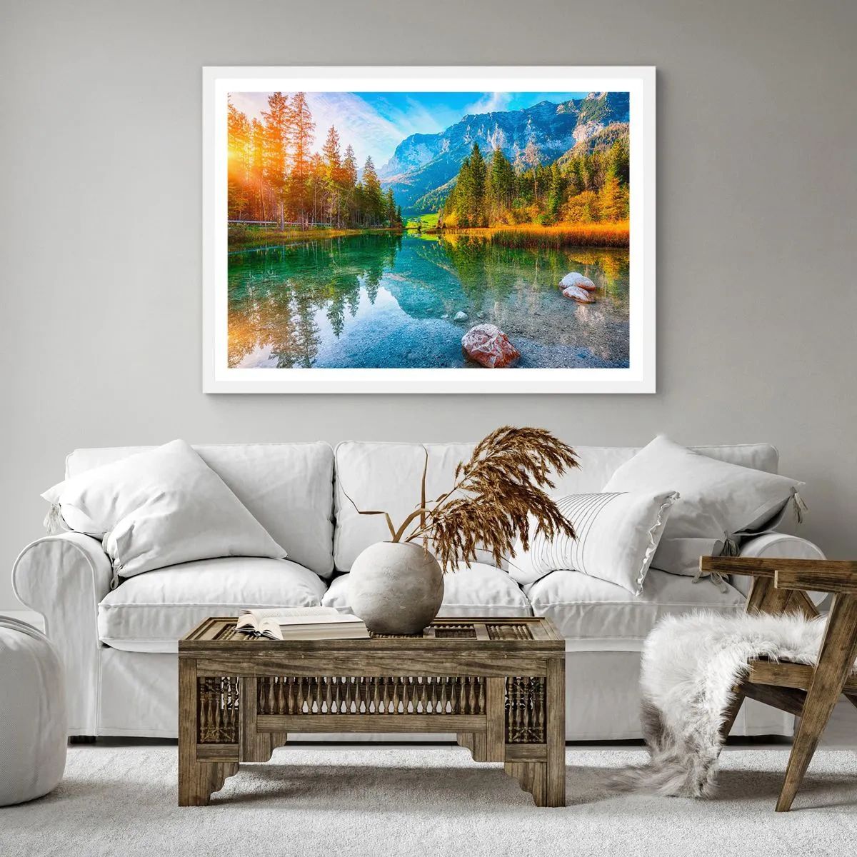 Poster in einem weißen Rahmen - Die Sanftheit des Herbstes - 40x40 cm