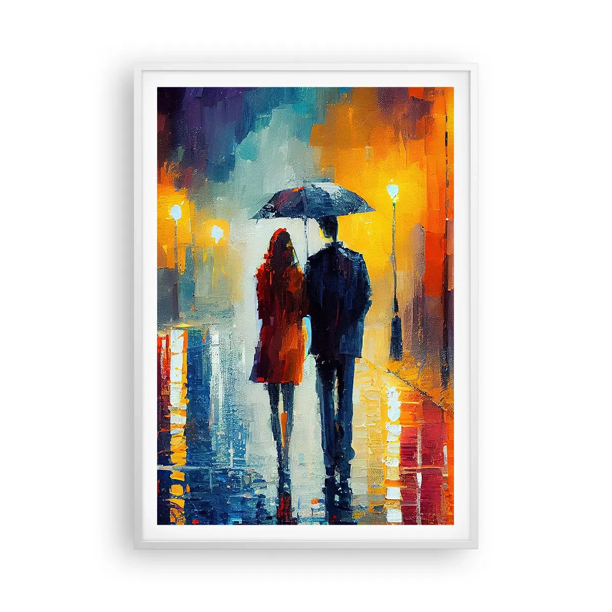 Poster in einem weißen Rahmen - Gemeinsam – eine bunte Nacht - 70x100 cm