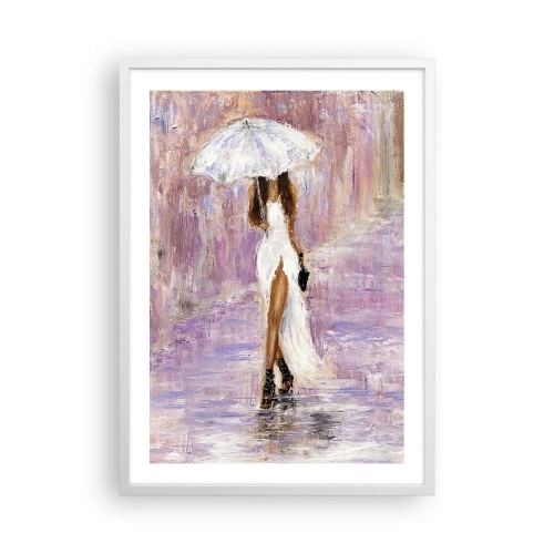 Poster in einem weißen Rahmen - Im lila Regen - 50x70 cm
