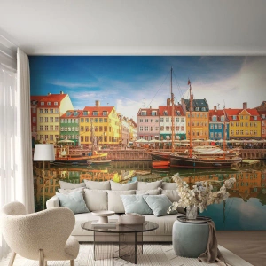 Selbstklebende Fototapete Deluxe Sticker - Glatt wie ein Spiegel über dem Wasser - Landschaft, Die Architektur, Kopenhagen - 100x70 cm