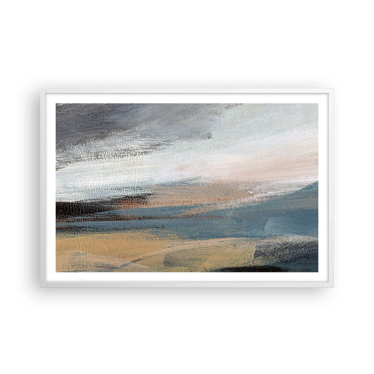 Poster in einem weißen Rahmen - Abstraktion: nördliche Landschaft - 91x61 cm