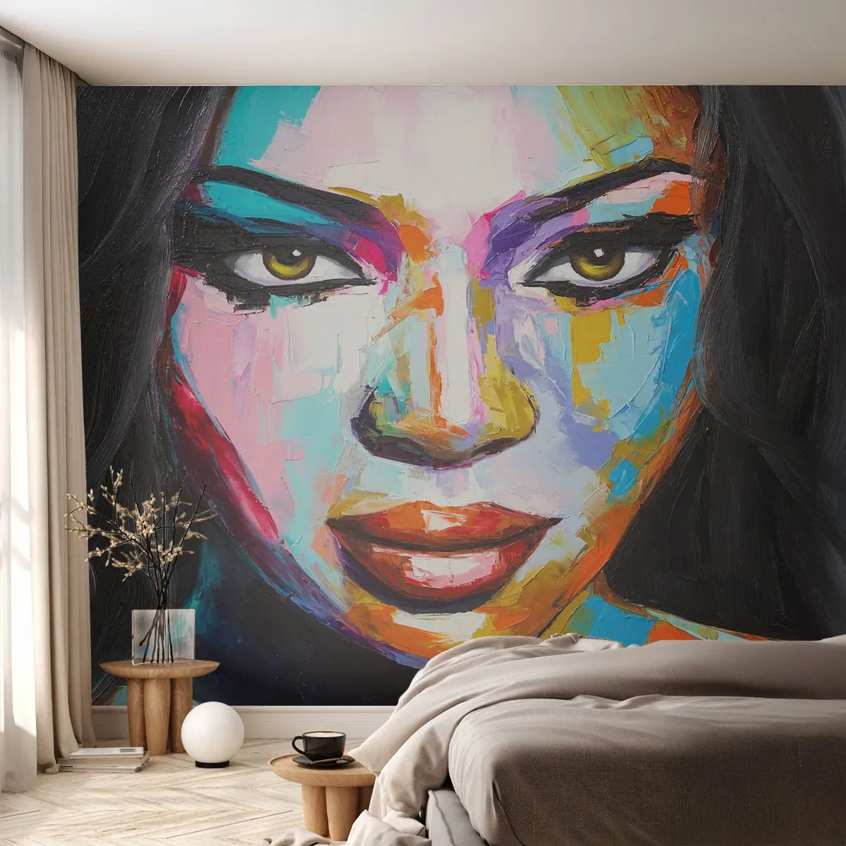 Fototapete Premium Canvas - Es ist unmöglich die Augen abzuwenden - Porträt einer Frau, Gesicht, Stück - 200x140 cm