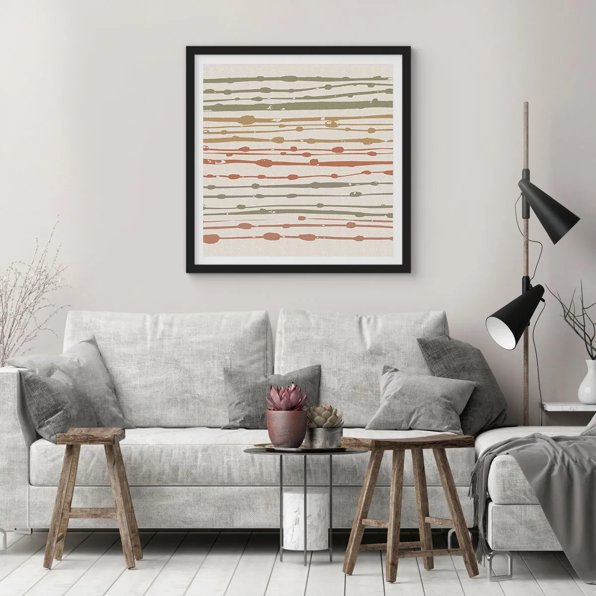 Poster in einem schwarzem Rahmen - Musikalische Notation von Farben - 30x30 cm