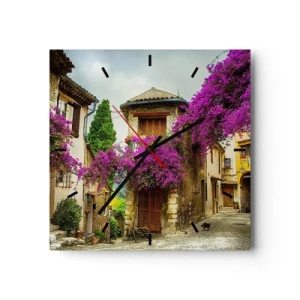 Wanduhr - Glasuhr - Unter einem Blumendach - 40x40 cm