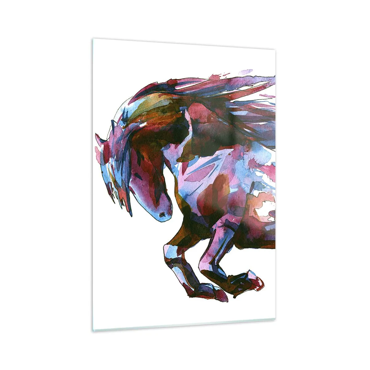 Glasbild - Bild auf glas - Abstraktes Pferd in dynamischer Farbkomposition - 50x70cm - In Verzückung - Moderne Wanddekoration für Wohnzimmer und Schlafzimmer ARTTOR