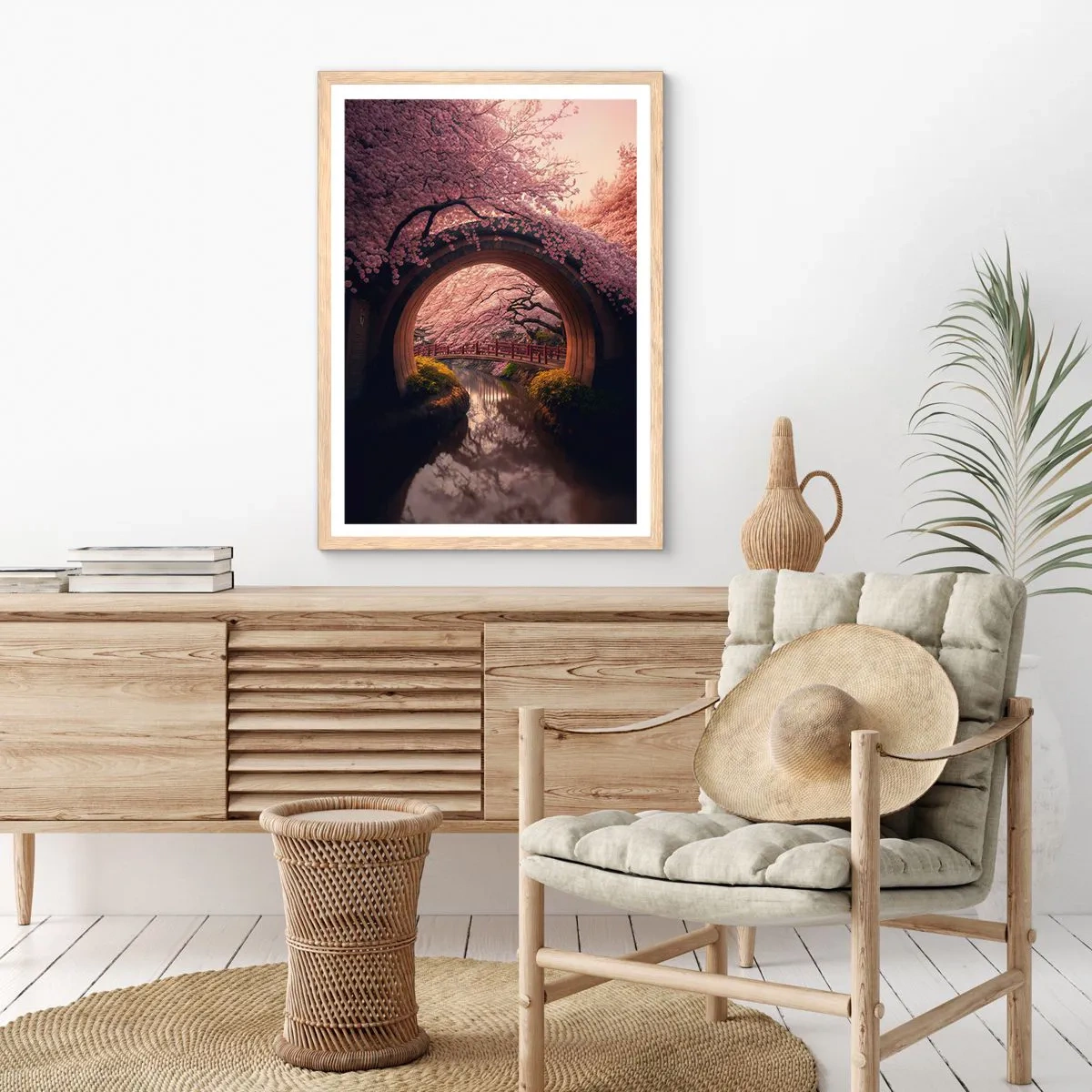 Poster in einem Rahmen aus heller Eiche - Japanischer Frühling - 50x70 cm