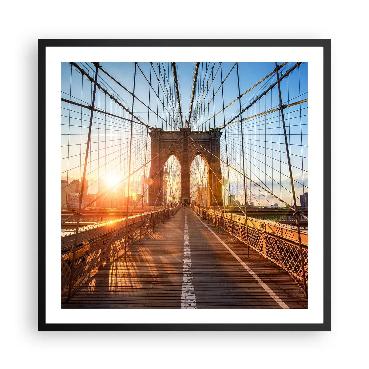 Poster in einem schwarzem Rahmen - Auf der goldenen Brücke - 60x60 cm