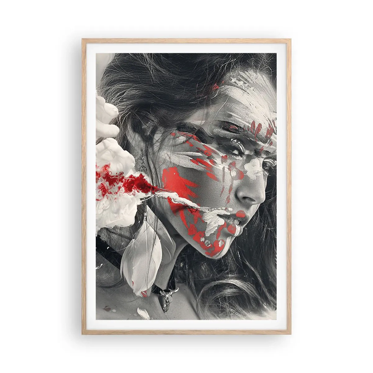 Poster in einem Rahmen aus heller Eiche - Im Dunst der Absurdität - 70x100 cm