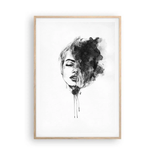 Poster in einem Rahmen aus heller Eiche - Wovon träumt das Mädchen - 70x100 cm