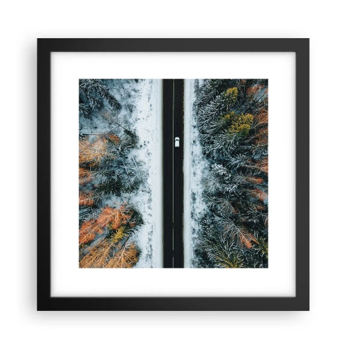 Poster in einem schwarzem Rahmen - Schnitt durch den Winterwald - 30x30 cm