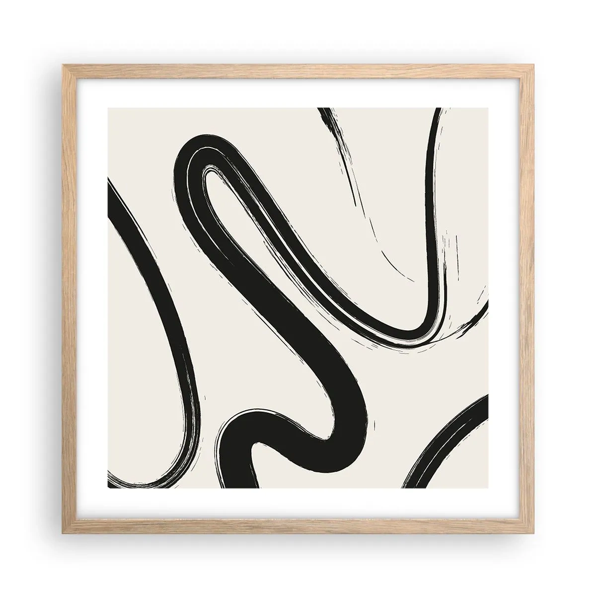 Poster in einem Rahmen aus heller Eiche - Schwarz-Weiß-Laune - 50x50 cm