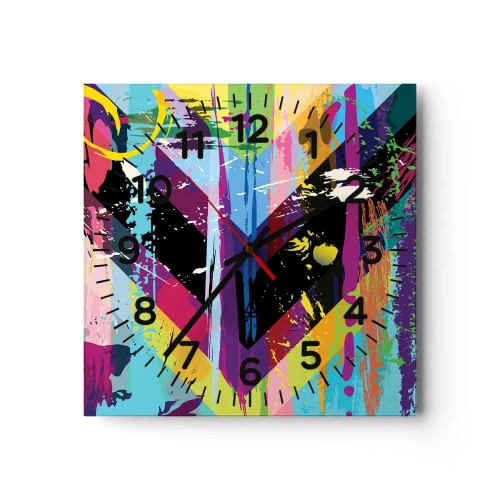 Wanduhr - Glasuhr - Von oben nach unten - 40x40 cm
