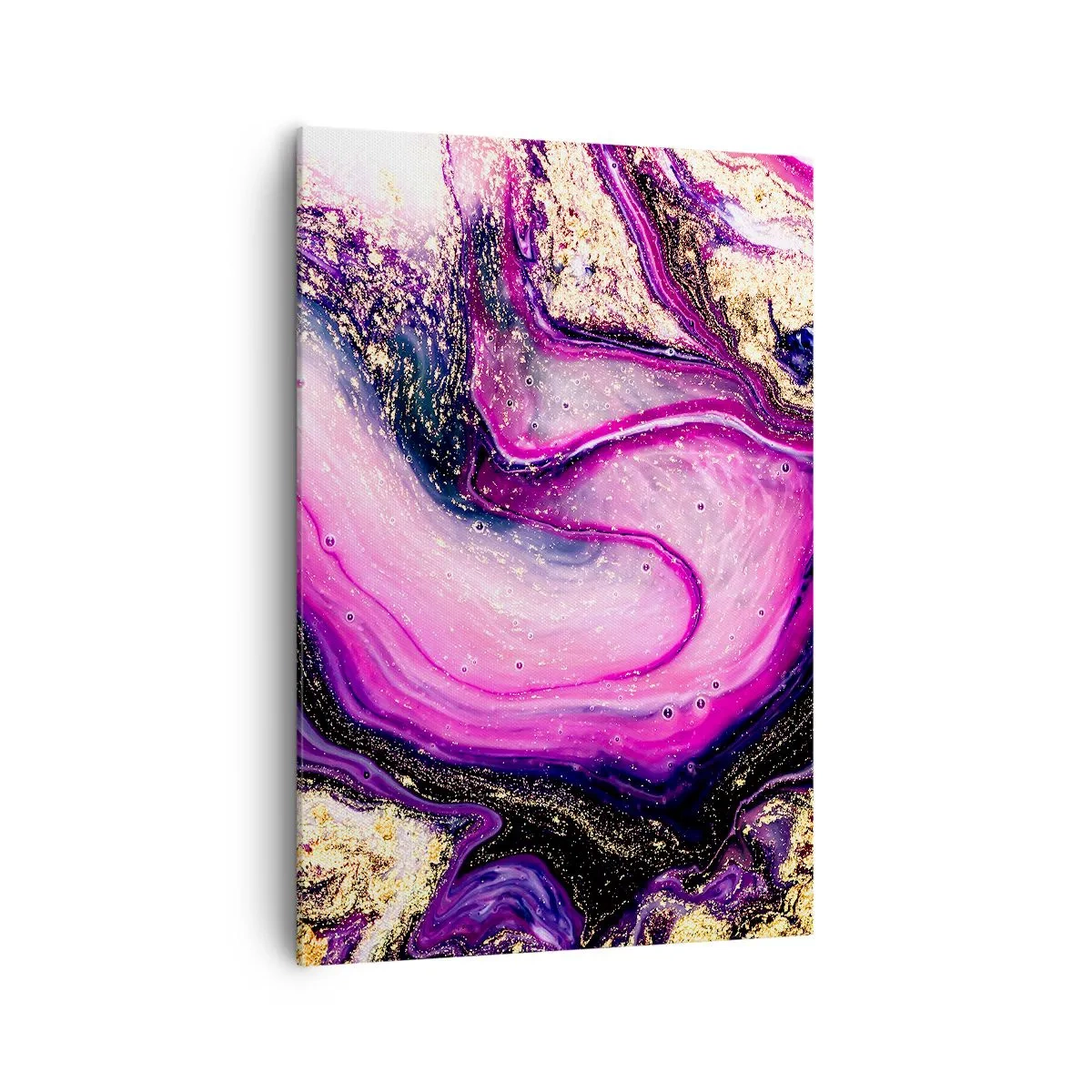 Bild auf Leinwand - Leinwandbild - Abstrakte Wellen in Lila- und Goldtönen - 70x100cm - Ein Moment hinter den Kulissen - Moderne Wanddekoration für Wohnzimmer und Schlafzimmer ARTTOR