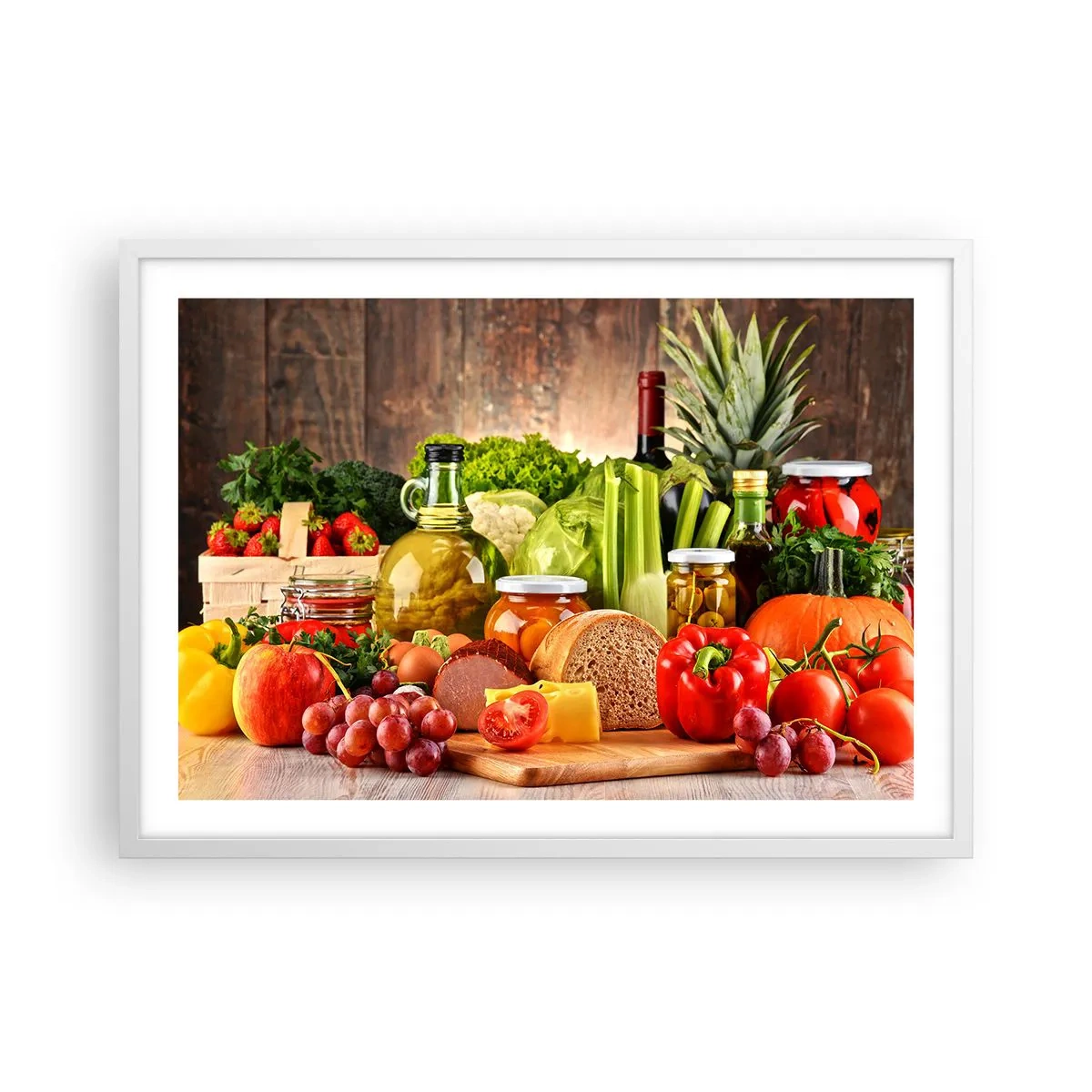 Poster in einem weißen Rahmen - Geräuchert, gebacken und eingelegt - 70x50 cm