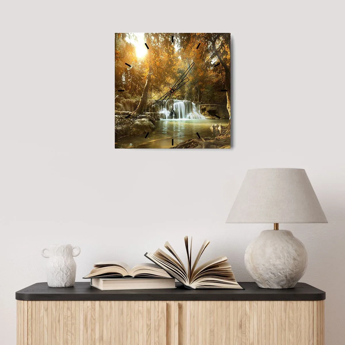 Wanduhr - Glasuhr - Parkkaskade - 40x40 cm