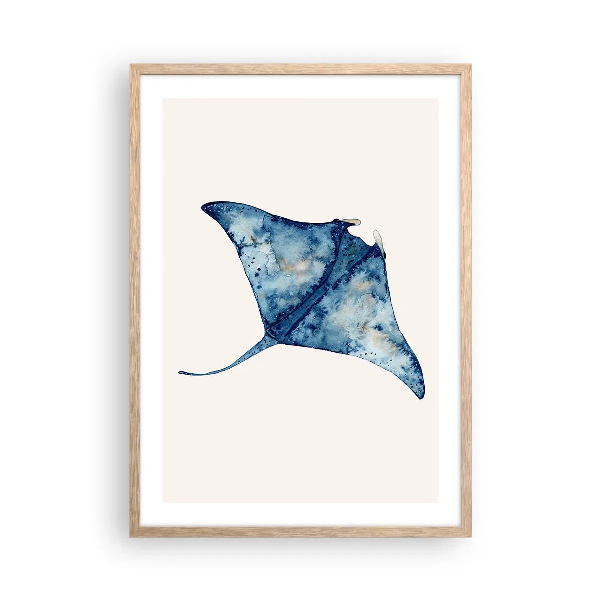 Poster in einem Rahmen aus heller Eiche - Leben im Blau - 50x70 cm