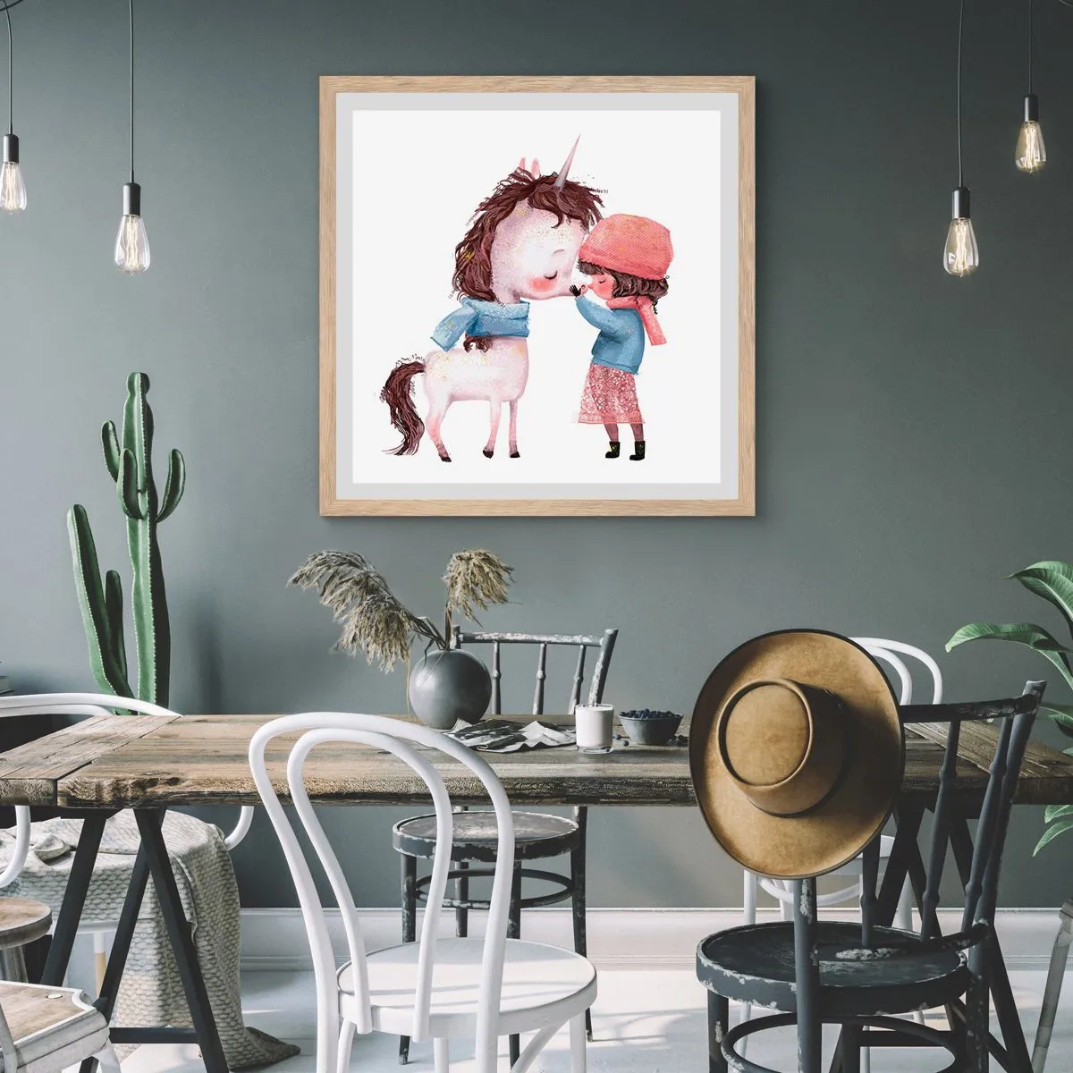 Poster in einem Rahmen aus heller Eiche - Ein Wintermärchen - 40x40 cm