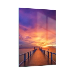 Glasbild - Bild auf glas - Der Pier vor der Kulisse des Sonnenuntergangs - 50x70cm - Ohne Ende - Moderne Wanddekoration für Wohnzimmer und Schlafzimmer ARTTOR