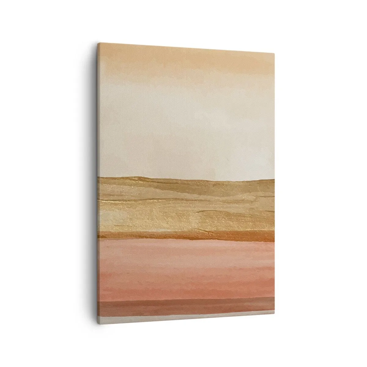 Bild auf Leinwand - Leinwandbild - Abstrakte Streifen in Beige-, Gold- und Rosatönen auf Leinwand - 50x70cm - Vertikale Komposition - Moderne Wanddekoration für Wohnzimmer und Schlafzimmer ARTTOR