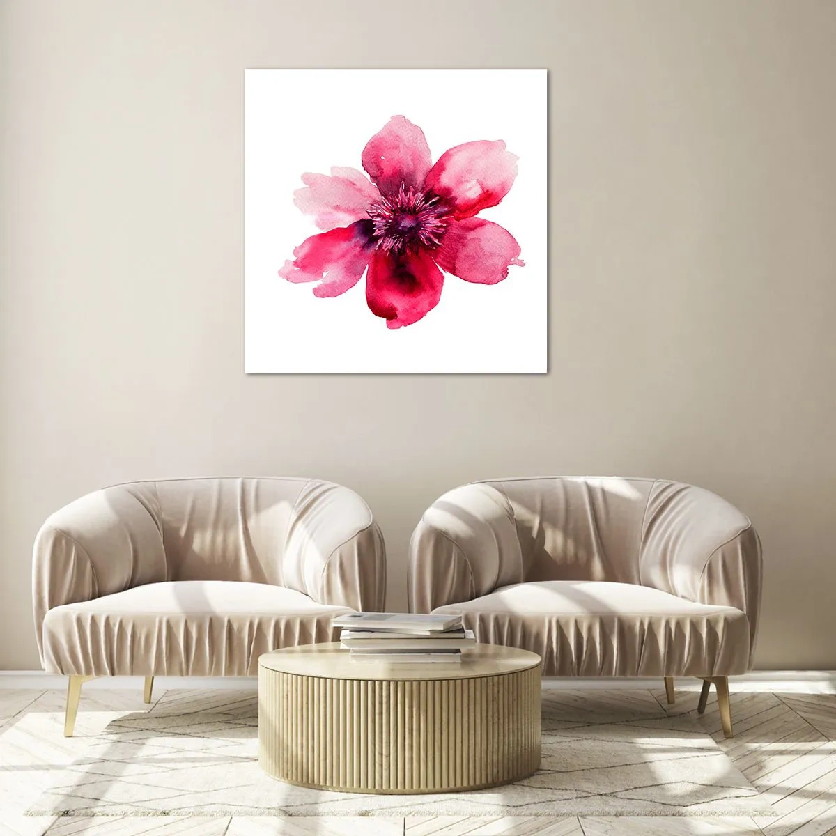 Glasbild - Bild auf glas - Ein nach Karmin duftender Kuss - 60x60 cm