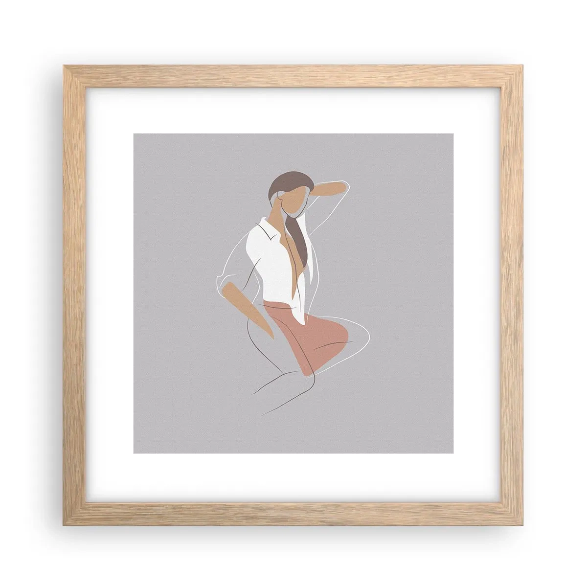 Poster in einem Rahmen aus heller Eiche - Umriss der Anmut - 30x30 cm