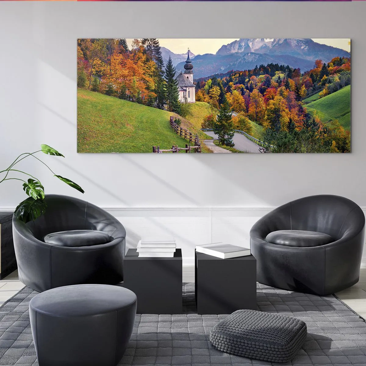 Glasbild - Bild auf glas - Landschaftsartige Malerei - 90x30 cm