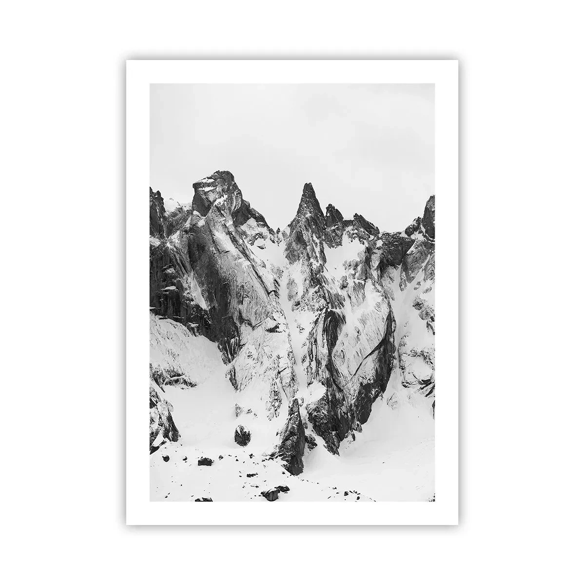 Poster - Eine raue Berglandschaft in Schwarz-Weiß - 50x70cm - Gefährlicher Granitgrat - Moderne Wanddekoration für Wohnzimmer und Schlafzimmer ARTTOR