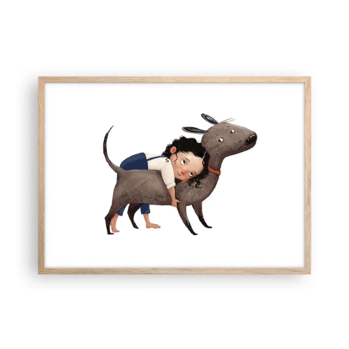 Poster in einem Rahmen aus heller Eiche - Beste Freunde - 70x50 cm