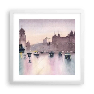 Poster in einem weißen Rahmen - Im regnerischen Dunst - 40x40 cm