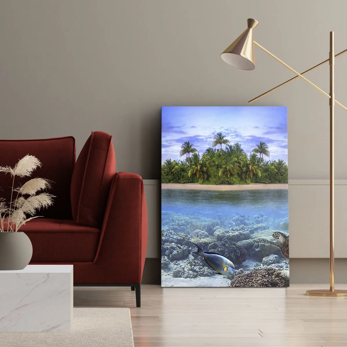 Bild auf Leinwand - Leinwandbild - Heavenly Island lädt dich ein - 65x120 cm