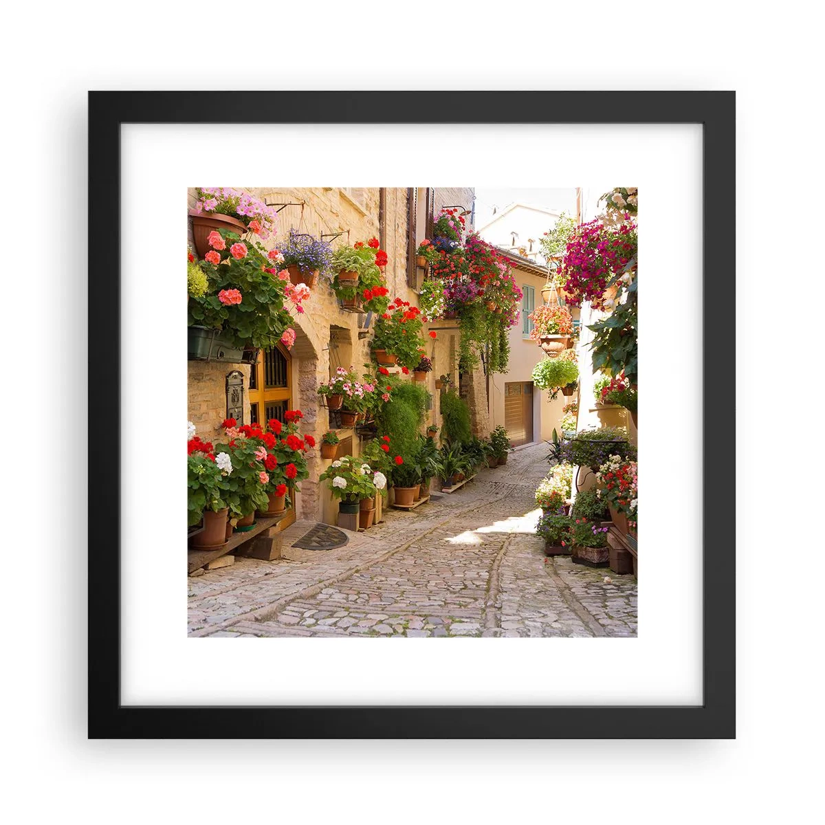 Poster in einem schwarzem Rahmen - In der Flut Blumen - 30x30 cm