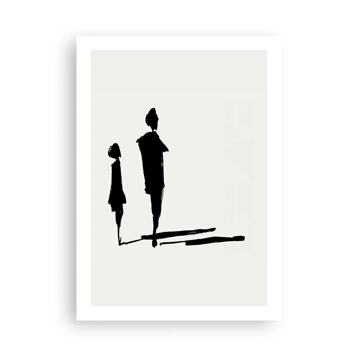 Poster - Silhouetten zweier Figuren in Schwarz auf hellem Hintergrund - 50x70cm - Mit Sicherheit zusammen? - Moderne Wanddekoration für Wohnzimmer und Schlafzimmer ARTTOR