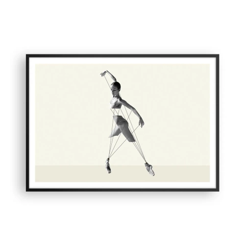 Poster in einem schwarzem Rahmen - Ballerina in geometrischer Interpretation mit Linien - 100x70cm - Im Theater der Welt - Moderne Wanddekoration für Wohnzimmer und Schlafzimmer ARTTOR