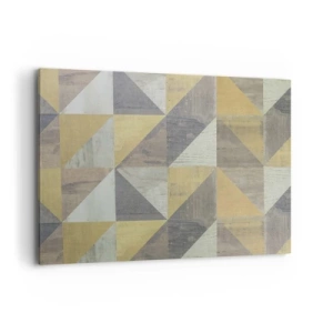 Bild auf Leinwand - Leinwandbild - Geometrische Komposition aus Dreiecken in erdigen Farbtönen - 100x70cm - Am Winkel des Dreiecks - Moderne Wanddekoration für Wohnzimmer und Schlafzimmer ARTTOR