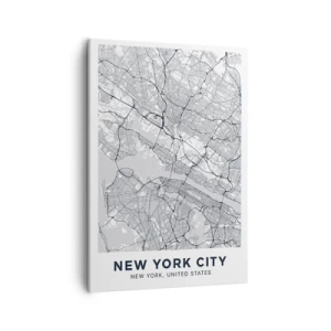 Bild auf Leinwand - Leinwandbild - Ein Stadtplan im minimalistischen Stil auf grauem Hintergrund - 50x70cm - Die Anatomie einer Metropole - Moderne Wanddekoration für Wohnzimmer und Schlafzimmer ARTTOR