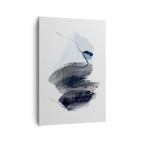 Bild auf Leinwand - Leinwandbild - Abstrakte Komposition in Grau- und Blautönen - 70x100cm - Intensität und Bewegung - Moderne Wanddekoration für Wohnzimmer und Schlafzimmer ARTTOR