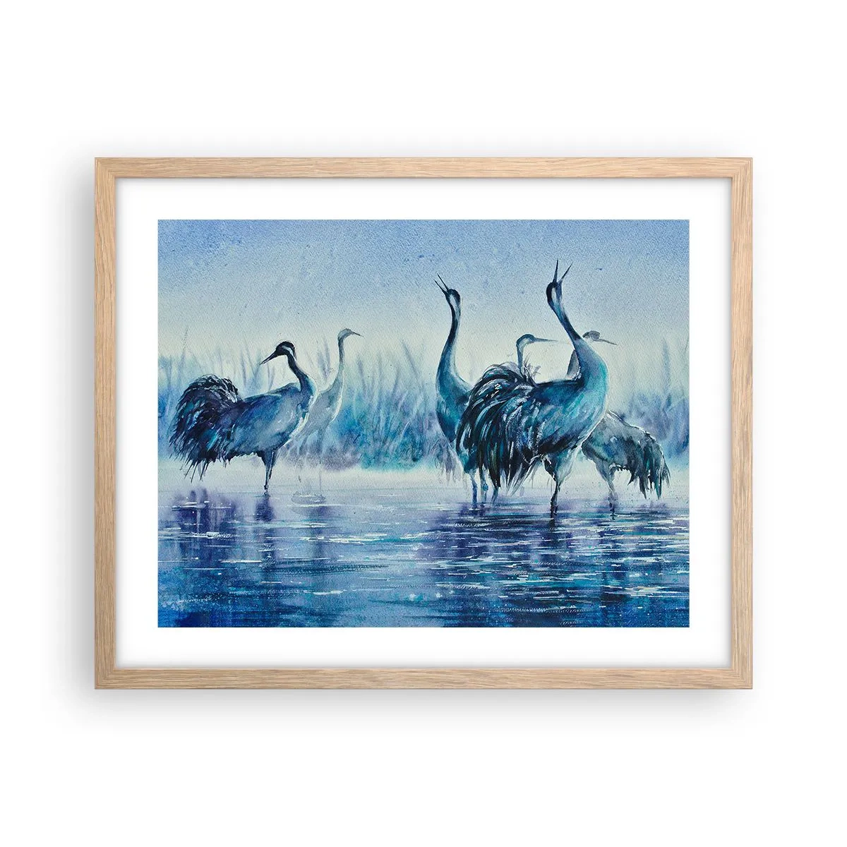 Poster in einem Rahmen aus heller Eiche - Morgentliches Treffen - 50x40 cm