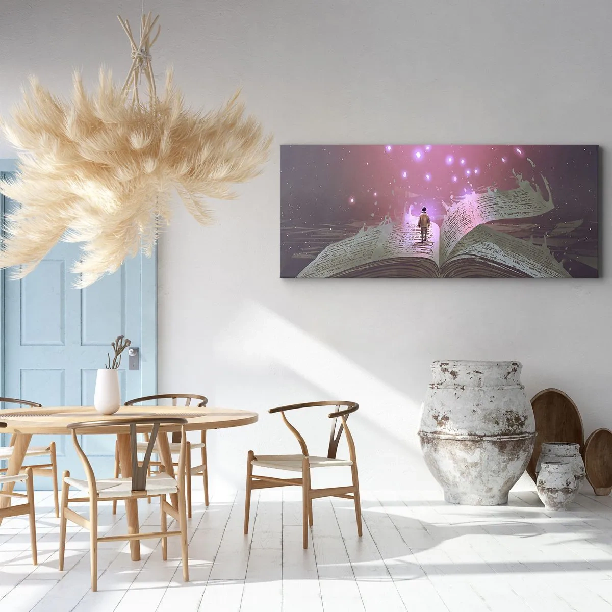 Bild auf Leinwand - Leinwandbild - Einladung in eine andere Welt - lesen Sie! - 90x30 cm