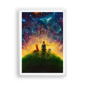 Poster in einem weißen Rahmen - Liebe und Freundschaft - die ganze Welt - 70x100 cm