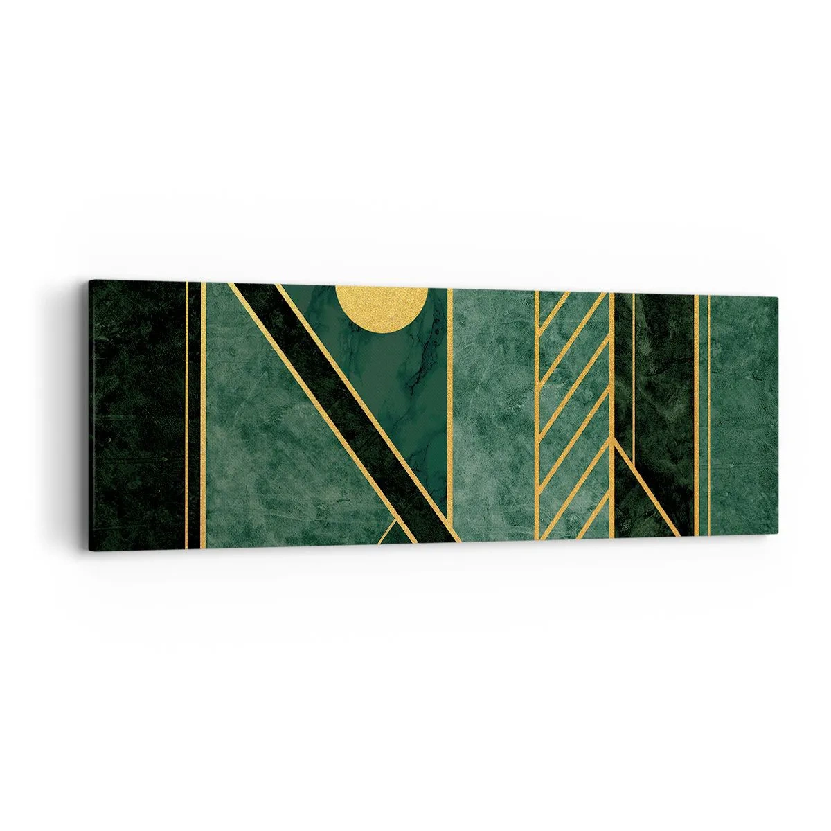 Bild auf Leinwand - Leinwandbild - Dynamik von Gold und Azurblau - 90x30 cm